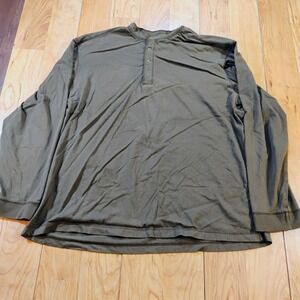 Roundtree & Yorke Men's XL Qtr. Button 100% Cotton Green Long Sleeve Tee Shirt